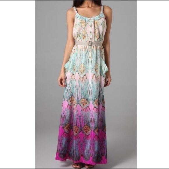 Nanette Lapore Silk Boho Dreamcatcher Maxi Dress Size 4 - Picture 2 of 16